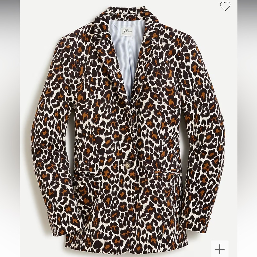 NWT J. CREW Leopard Print Corduroy Stretch Classic Parke